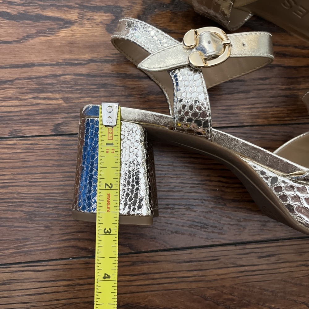 Aerosoles Cosmos Gold Soft Leather Platform Heels Women's 7.5 Metallic Snake - Picture 5 of 7